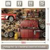Retro Banner for Workshop or Garage Party | Decorative Polyester Background | Classic Car Design and Toolbox | Car Decorations