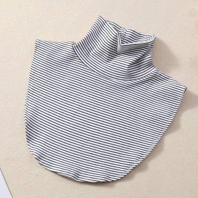 Women's High Collar Knitted Faux Collar with Stripes - All-Match Decorative Neck Scarf for Autumn/Winter