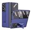 For Samsung Galaxy Z Fold7 5G Case Kickstand Leather+PC Phone Cover with Tempered Glass Film
