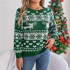 Autumn and winter Christmas fawn pattern women's long-sleeved pullover sweater, warm and comfortable women's tops in a festive atmosphere