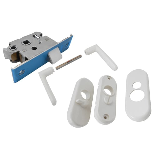 Kuriki Seisakusho Bathroom Resin Lever Handle Set, Partition Lock, Door Knob, Bath, FU32-AP4-2A-WH-W30