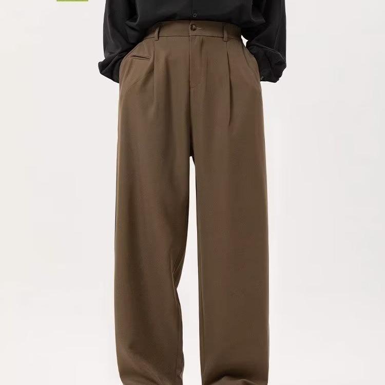 Korean Fashion Simple Solid Color Male Trousers Men's Wear Spring Casual Pants Loose Straight Pants