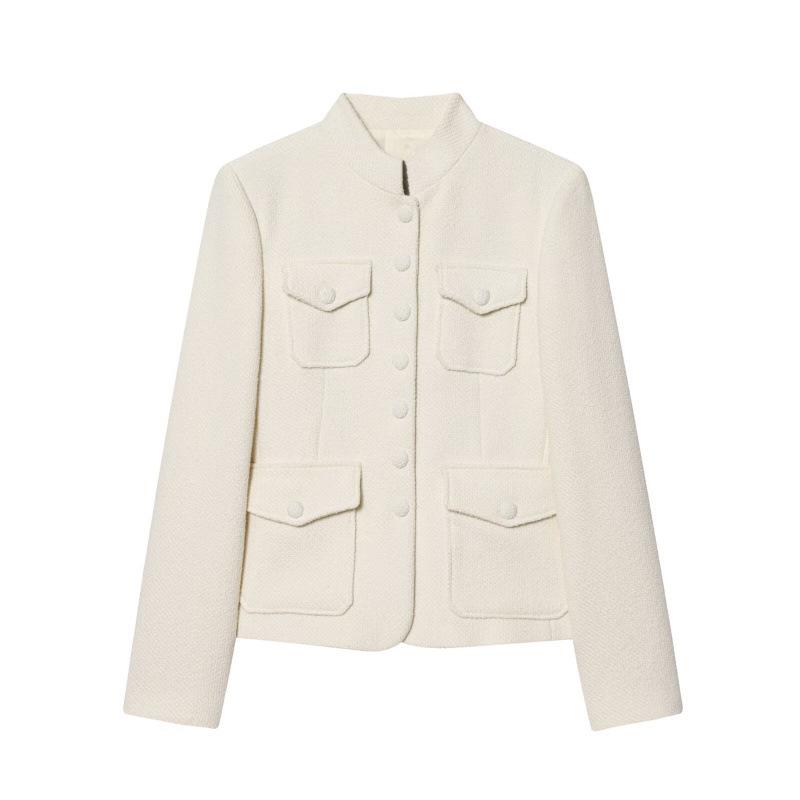 2026 Spring Arrival: European & American Style Fashionable Cotton Blend Stand Collar Jacket Small