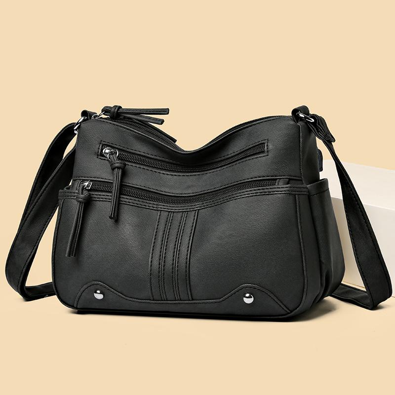 Damen Leichte Umhängetasche mit Mehreren Fächern & Verstellbarem Riemen Lässige Schultertasche