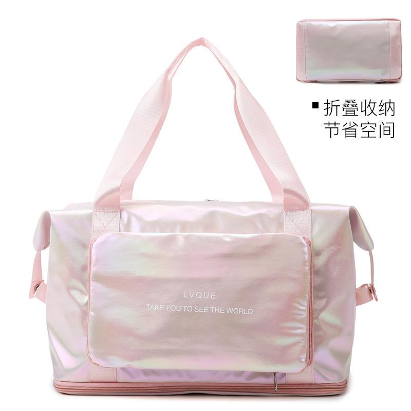 Yoga Fitness Bag Glossy Short-Distance Travel Bag Large Capacity Gradual Change Folding Storage Bag Portable Student Travel Bag