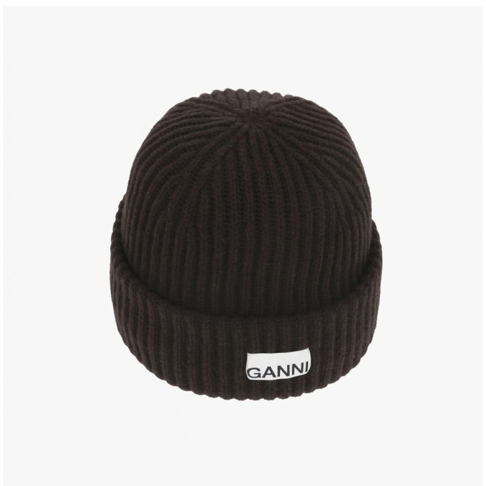 Ganni Structured Beanie With Logo Patch B3020019