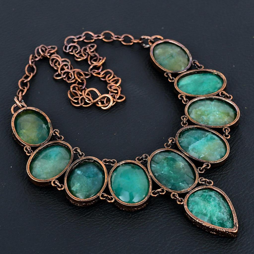 Emerald Necklace, Copper Electroformed Gemstone Jewelry, Handmade Necklace Amazing Jewelry, Gift For Her