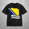 Oversize Bosnia and Herzegovina Flag Outfit T Shirt for Men Women Washed Cotton Tee Shirts Clothing