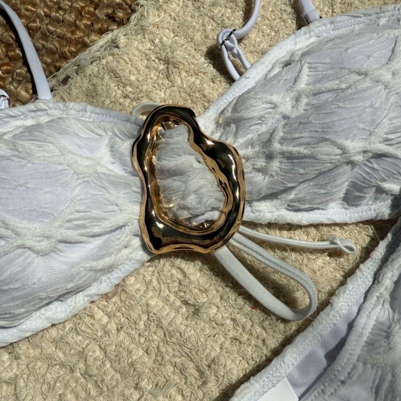 Damen Sexy Einfarbiger Zweiteiliger Bikini Modische Bademode Badeanzug