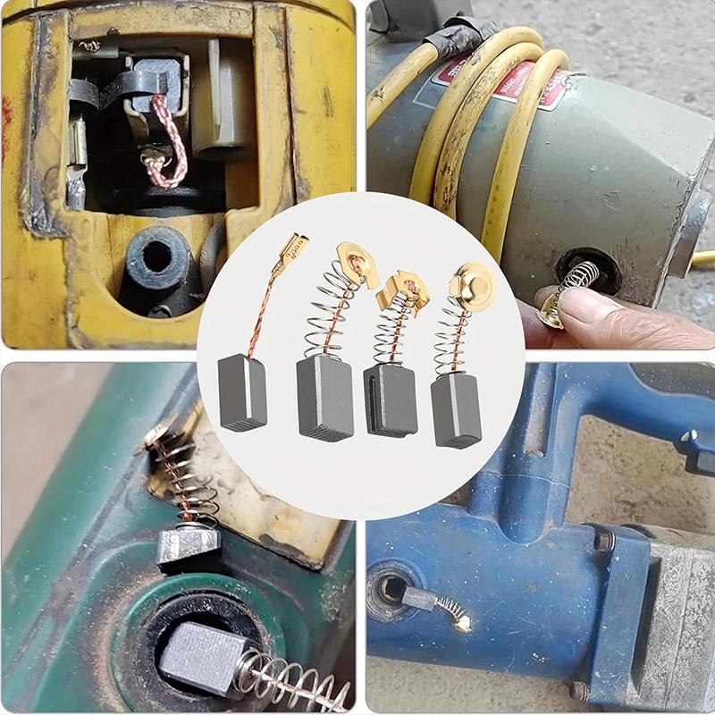 50pcs For Drills Sanders Grinders Motors Durable Motor Repair Parts Kit Heavy Duty Carbon Brush with Metal Bases