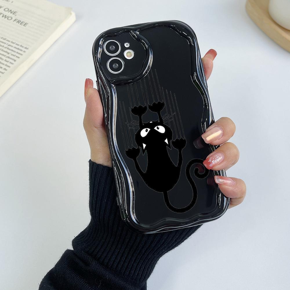 LZ9 мультяшный кот милый художественный дизайн прозрачные мягкие волнистые чехлы — фото 19