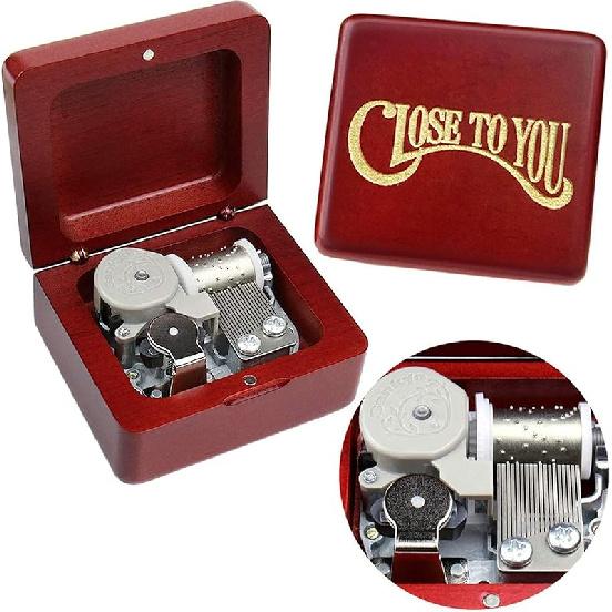 Sinzyo Music Box Vintage Wood Carved Mechanism Musical Boxs Gift for Birthday Valentine s Day Christmas Day(Toreador -Wine Red Box) Close to You -Wine Red Bo