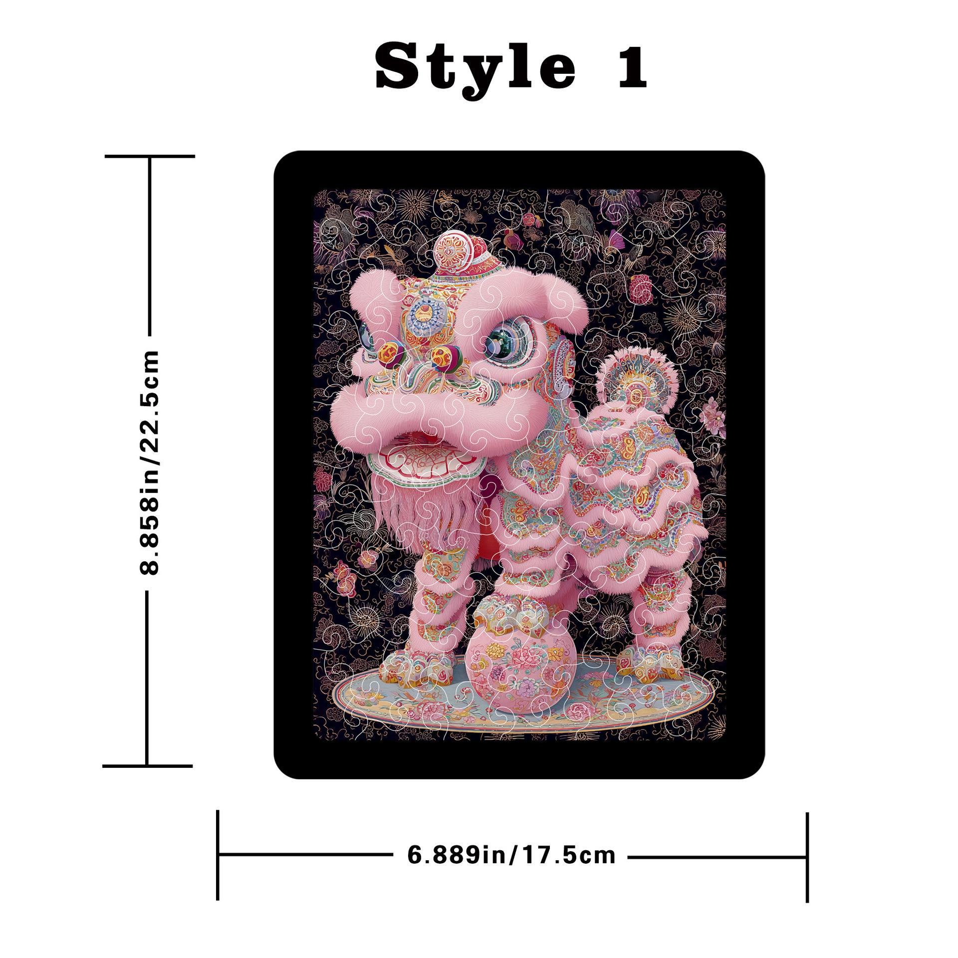 National Style Pink Lion Dancing Puzzle Decorative Painting Ornament Original Translucent Acrylic Puzzle