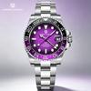 PAGANI DESIGN New Purple Dial GMT Men Mechanical Watch Sapphire Glass Stainless Steel Waterproof Automatic Watches for men