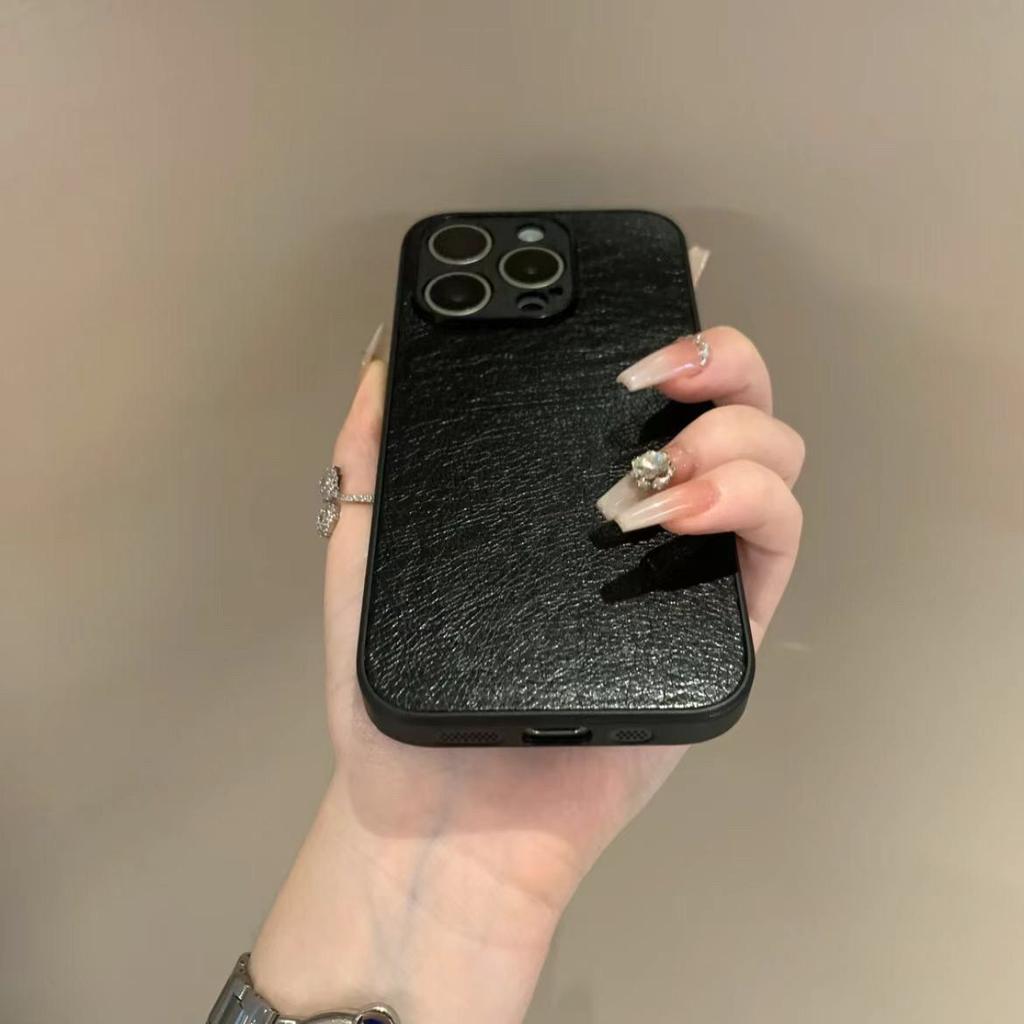 Minimalist Leather Phone Case for Apple iPhone 16 Pro Max - PU Leather PC Frame Shockproof Creative Full Cover for iPhone 16/15/14/13/12/11/Pro/Plus