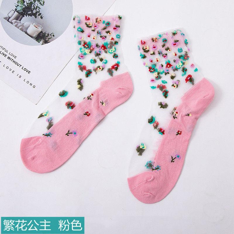 5 זוגות גרביונים קיץ לנשים, משי קריסטל, חמודים, נגד קרעים, משי, מתוקים, נושמים, רב-תכליתיים, בסיס כותנה, משי זכוכית, נייר קרטון