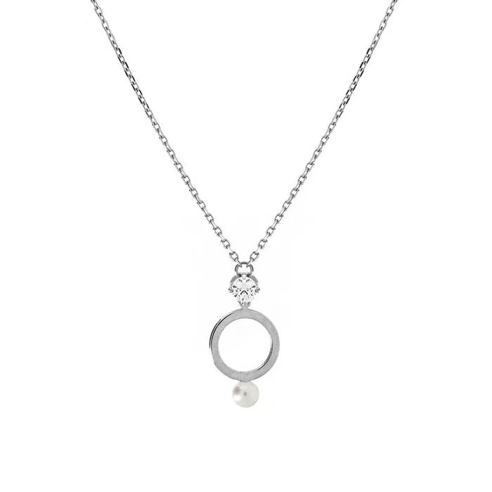 Pearl Cubic Round Necklace (Silver 925) SHNE0004