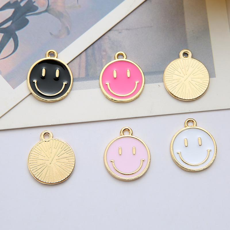 Korean-Style K Gold Alloy Cartoon Smiley Face Charms: Cute DIY Earrings, Bracelets, and Pendants.