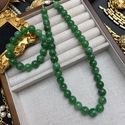 Fan Bingbing Same Retro Natural Agate Emerald Necklace Green Jade Texture Bracelet Classical Elegant Temperament Bracelet
