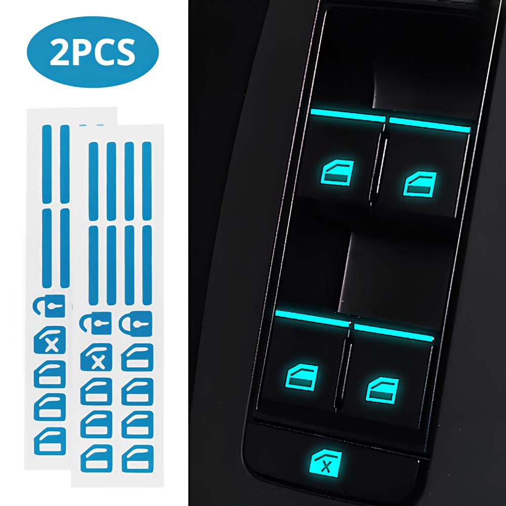 1/2PCS Car Styling Window Switch Luminous Stickers Nighting Glowing Button Auto Stickers Universal Green Orange Blue