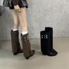 2025 Herbst und Winter neue Retro American Spice Girl Nieten Ritterstiefel Skinny Stiefel Hohe Grobe Absatzstiefel Hose Hosenstiefel Damen