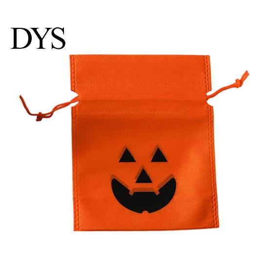 Holiday Decorative Storage Bags 5 Pcs Halloween Treats Bag, Non-woven Fabric Pumpkin Candy Decoration Accessories for Home Drawstring Snack