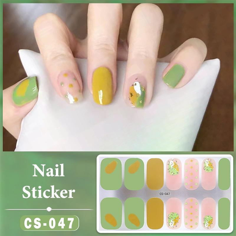 14 Nails Simple Waterproof Nail Wraps Full Cover Nail Stickers Firm And Not Easy To Fall Off Multi Color Nail Art For Women'S D