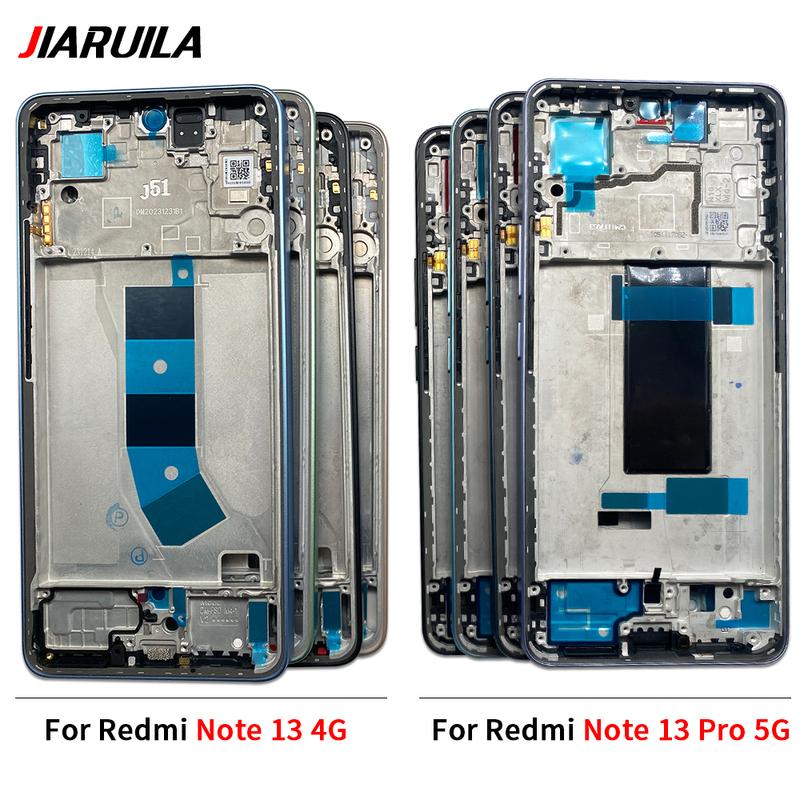 Back Battery Cover Rear Metal Front Housing Middle Frame Bezel Plate Parts For Xiaomi Redmi Note 13 4G 5G Note 13 Pro Plus 5G
