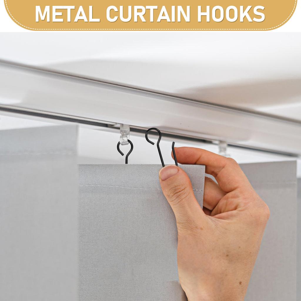 60Pcs Curtain Track Hooks S-Shaped Metal for Ceiling Mount Drapes Heavy Duty Slide Smooth Noise Reducing Home Decor