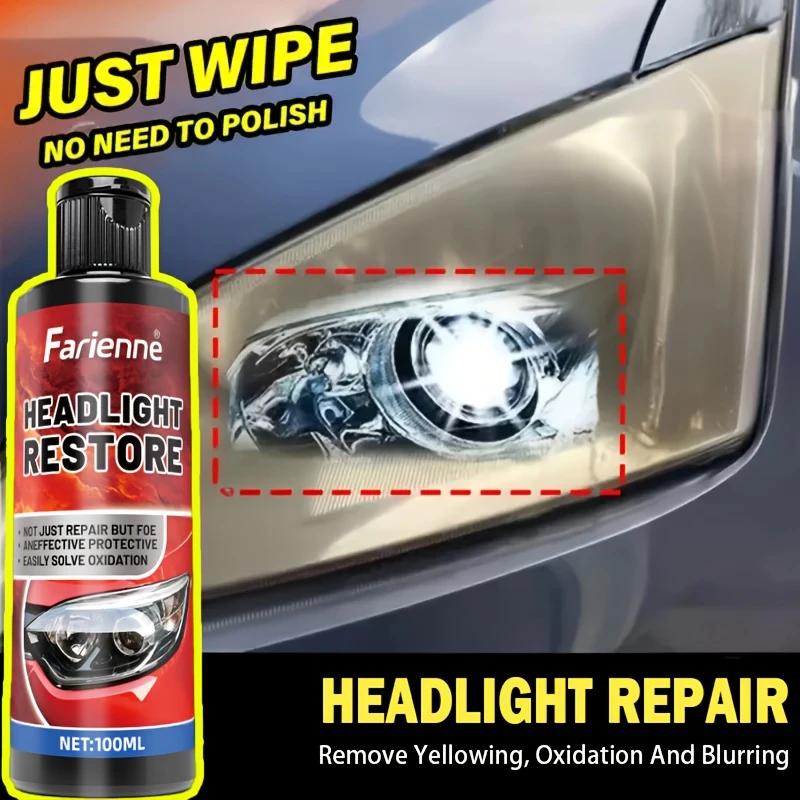 Car headlight repair kit, universal type for removing oxidation, yellowing, scratches, and polishing to increase transparency.