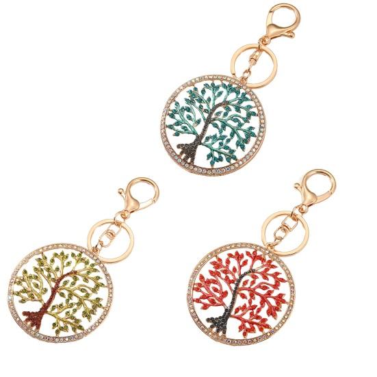 Keychain Pendant Rhinestones Inlaid Tree of Life Design Decorative Key Chain with Anti-Oxidation Lobster Clasp Backpacks Accessory