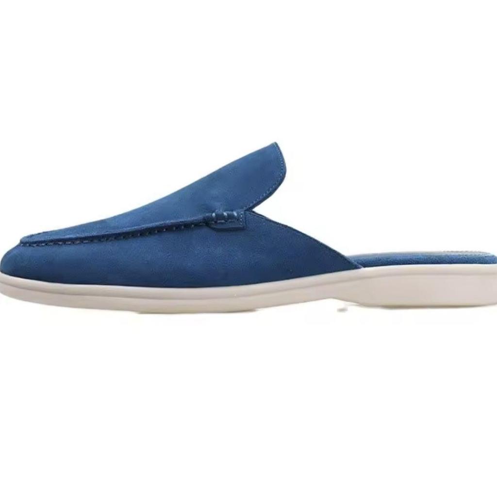 Pánské letní nazouvací pantofle s plochým podpatkem a uzavřenou špičkou v černé, šedé a kávové barvě