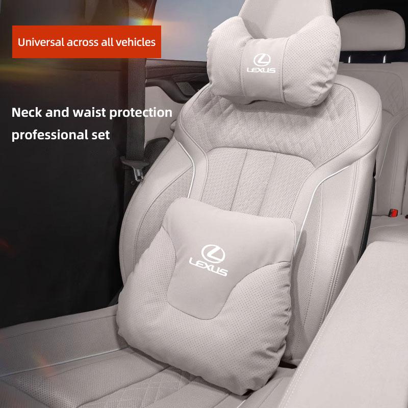 Suede Car Headrest Waist Pillow Car Accessories For Lexus RX330 IS250 Ct200h ES300h RX350 LS460 GX470 Neck Pillow Lumbar Support