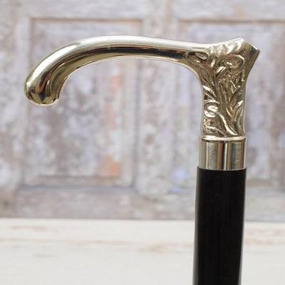 Bengala de 93,98 cm, elegante e sólida, escura e prateada, presente para avô e pai