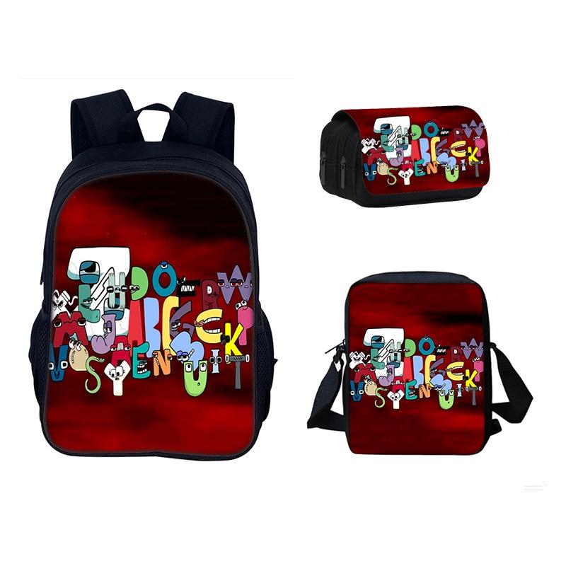 Alphabet Lore Backpack Cool And Breathable Student Bag For School In Red/black