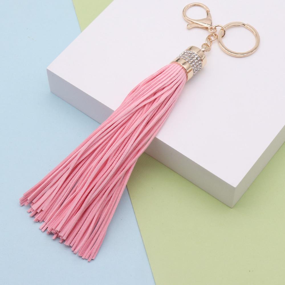 Cute Hanger Leather Tassel Keychain Alloy Pu Car Keyring Fashion DIY Bag Charm Men