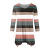 Women's Fashion Casual V-neck Striped Printed Seven-point Sleeve Shirt Belted Loose Comfortable Top
