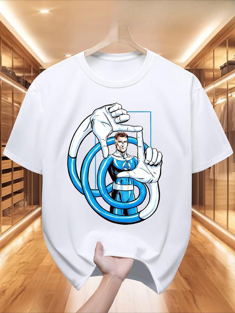 2026 new Marvel Fantastic Four Mr Fantastic Tshirt Mens Retro Comic Graphic Casual Short Sleeve Tee High quality
