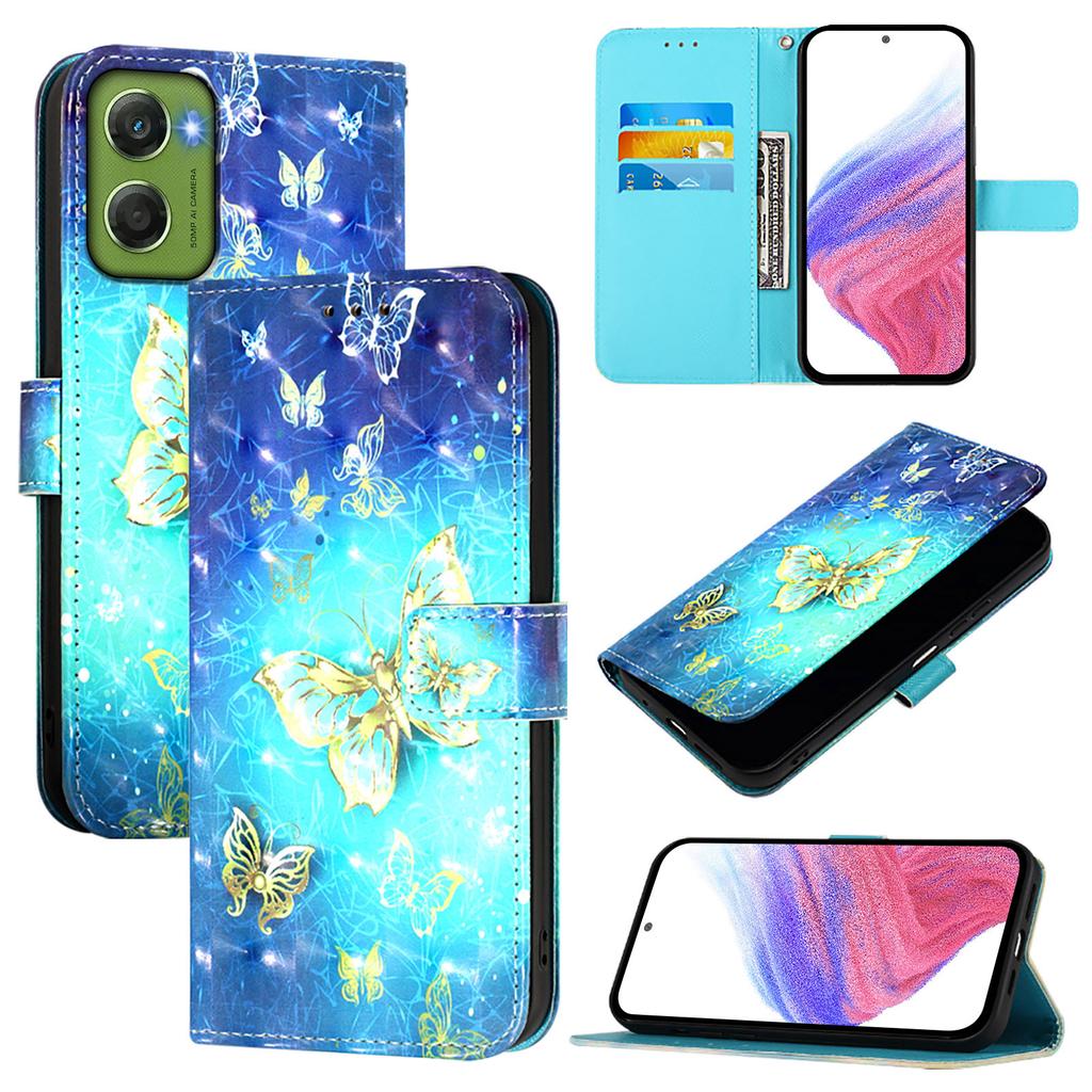 For Motorola Moto G06 4G Leather Case Pattern Printing Wallet Stand Mobile Cover with Strap