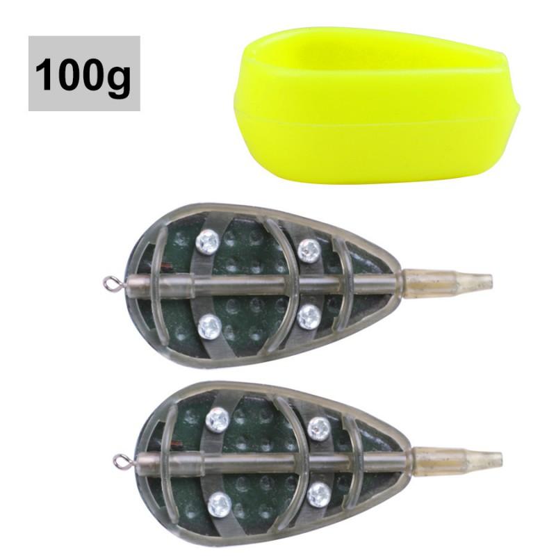 Carp Fishing Feeder Rig Set With Bait Cage Lead Weight Hook Assembly Lake Casting