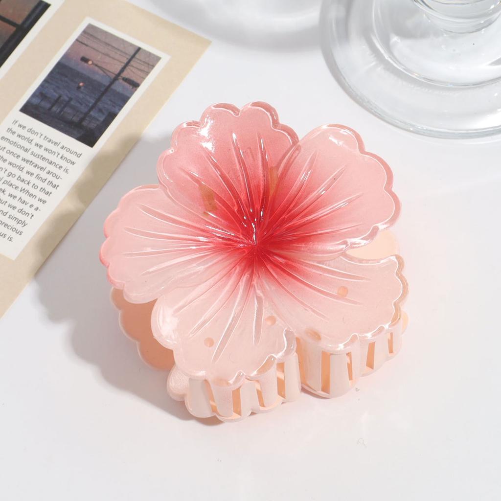 Gradient Flower Acrylic Hair Claw Clip for Women Sweet Hair Claws Crab Clamp Barrettes Hawaiian Headwear Accessories