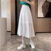 White Petite Women's A-Line Midi Skirt, 2024 Spring Collection, High Waist Mid-Length Cake Design