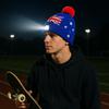 Australia Flag LED Light Beanie with Pom Pom Factory Supply Custom Logo Knit Hat for Winter Outdoor OEM ODM LED Beanie Australia