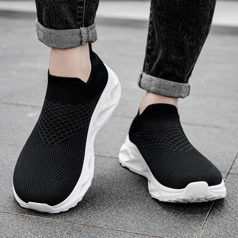 Wide Head Fly-Woven Casual Sports Shoes, Couples One-Pedal Lazy Shoes, Large Size Men'S Mesh Running Shoes
