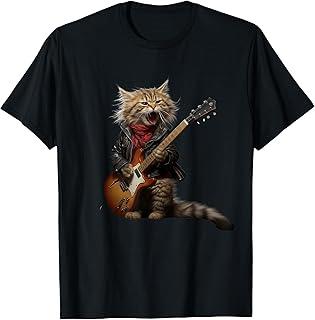 Unisexs Rock Cat Pattern Short Sleeve TShirts Funny 3D Guitar Cat Print Casual T Shirt Outdoor Unisex Unisex Y2k Tops Summer Clothing