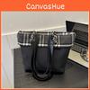 Korean Plaid Fabric Bucket Bag Women's Bag 2024 Winter New Texture Fashion Simple Shoulder Bag