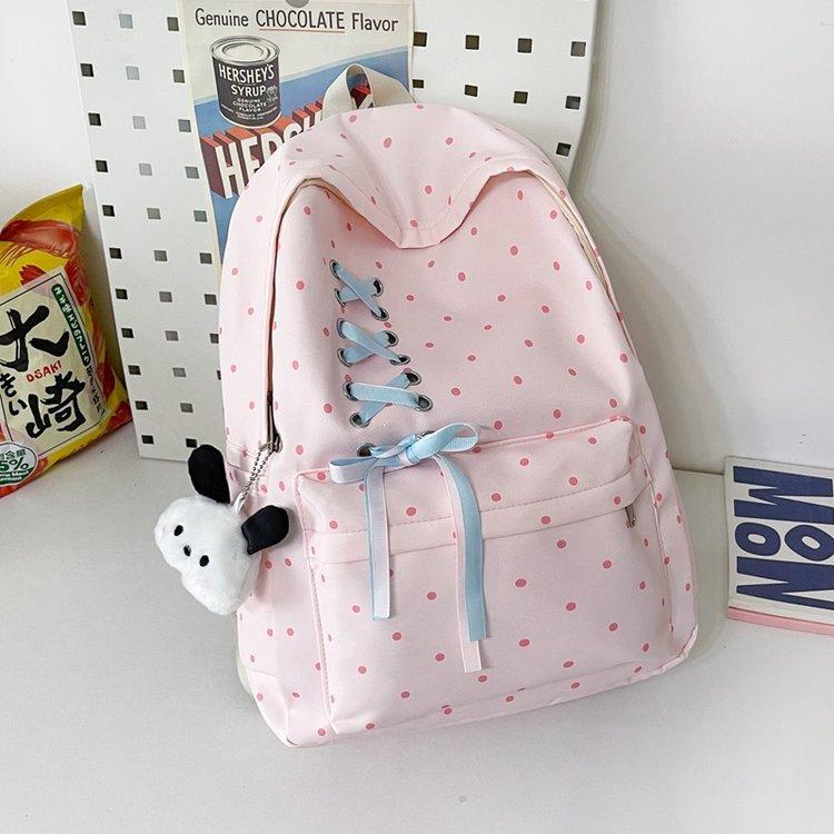 Schoolbag high-value girl schoolbag junior high school students high school students new niche polka dot backpack lightweight versatile travel
