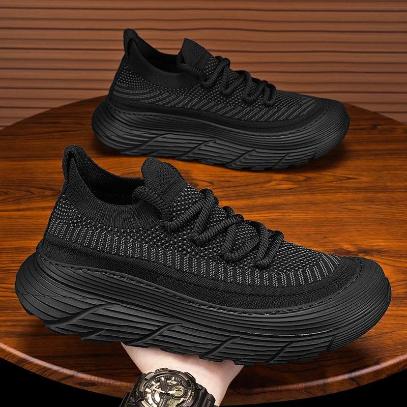 Thick Sole Men Running Shoes Comfortable And Non Slip Mesh Breathable Men‘s Casual Sneakers 2024 Trendy Versatile Mens Loafers