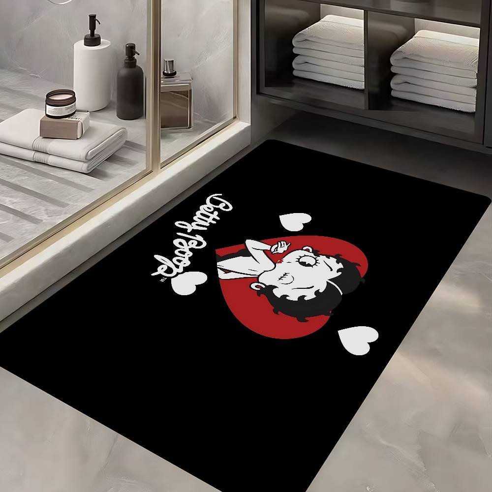 B-Betty Girl B-Boop Fußmatte Waschbar Rutschfest Wohnzimmer Sofas Stühle Bereichsmatte Küche Fußabtreter Teppich