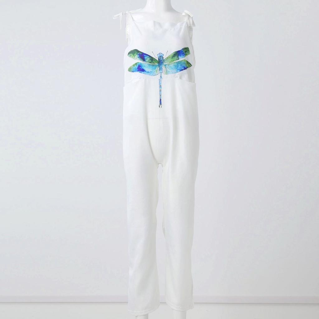 Damenmode Sommer süßer lockerer lässiger Druck Retro-Trägeroverall